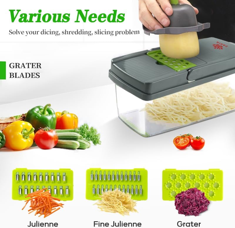 Miniatura 9 de 2025 Nuevo 16 en 1 Picador de verduras Picador de cebolla Picador de frutas Cortador de patatas Pelador de verduras Manual