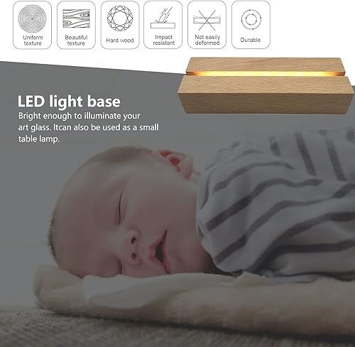 Miniatura 9 de Pedestal de exhibición rectangular de 6 pulgadas, base de exhibición de luces LED rectangulares, soporte de base iluminado de madera para exhibición