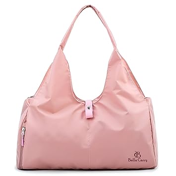Women Nylon Dry Wet Depart Sport Bag Multifunction Fitness Training Yoga Duffle Bag with Shoe Compartment Fitness Bag (Pink)