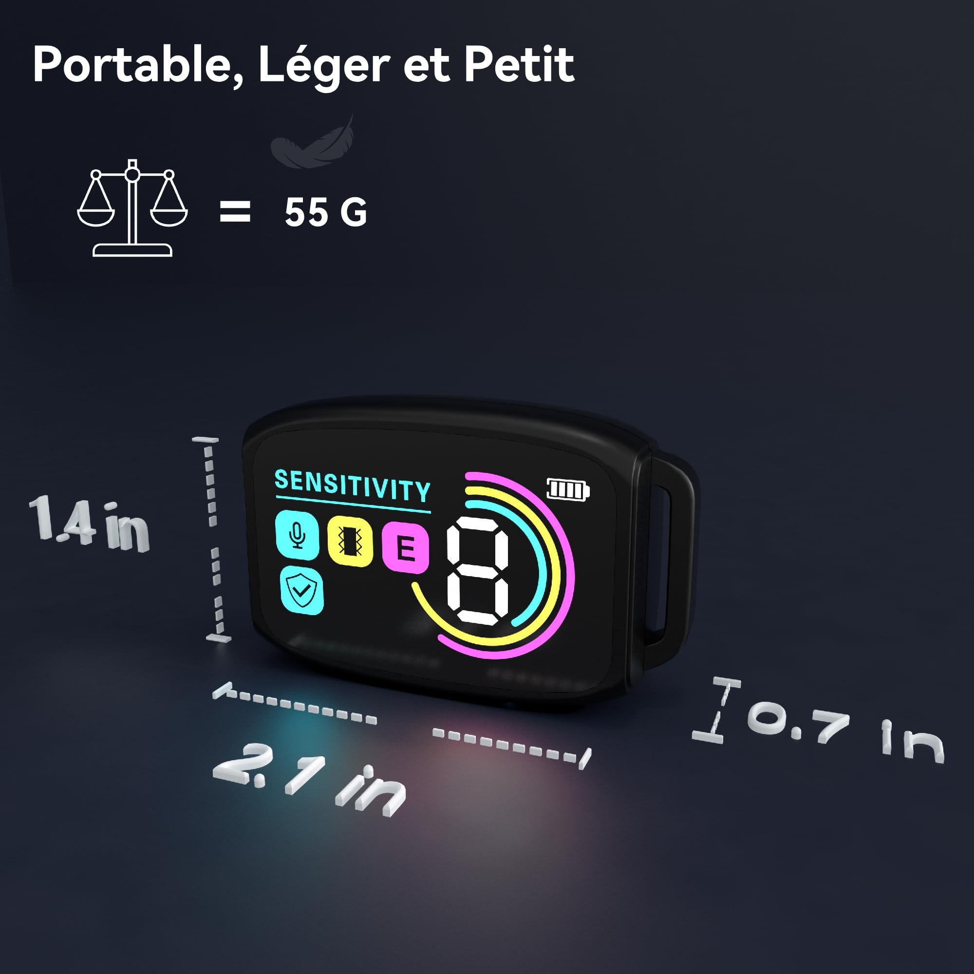 Meloive Collier Anti Aboiement Chien, Détection Intelligente des Aboiements, 4 Modes Vibration/Choc Statique/Son, 8 Niveau d'intensité, Rechargeable pour Gros Petit Chiens