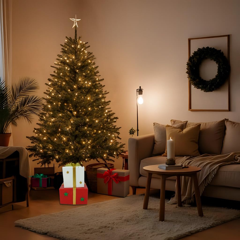 Base Supporto per Albero di Natale 150/180H CM- Pacchi Regalo, Fiocco, Stelle, in Magnesia, Decorazione, Base di Metallo -Kit di Fisaggio (27,5x25x50h cm)