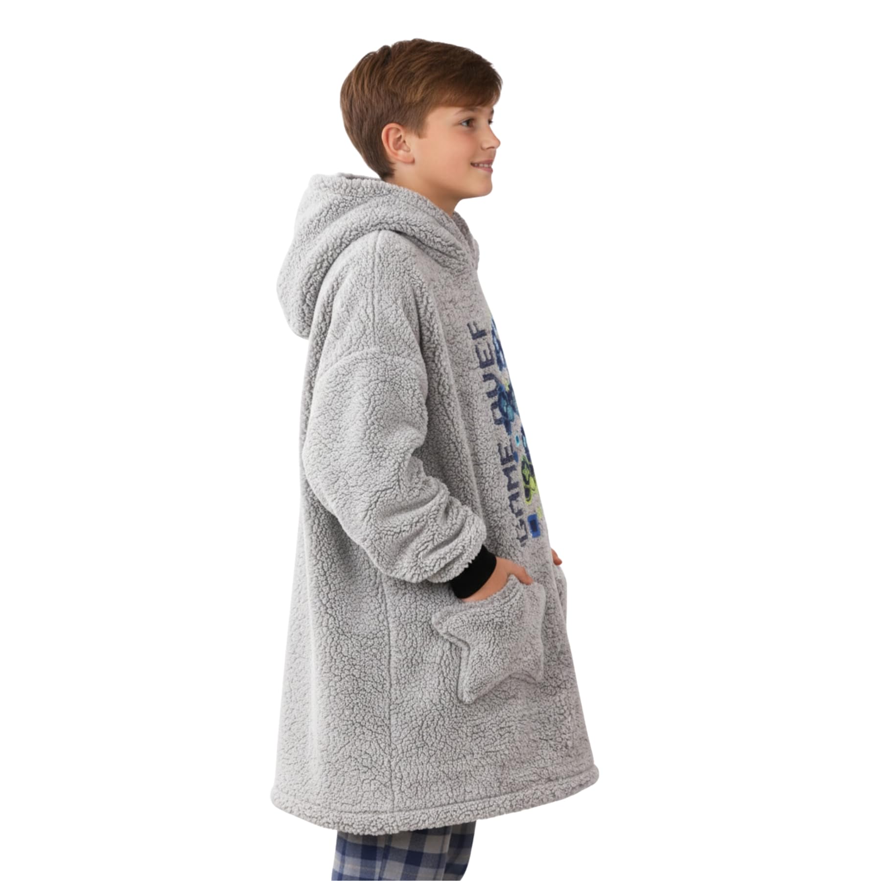 A2Z 4 Kids Chłopięca ponadwymiarowa przytulna dziewczęca bluza z kapturem z grubego runa do gier bluza z kapturem puszysty pulower szlafrok wygodny ciepły koc dla dzieci jeden rozmiar świąteczny