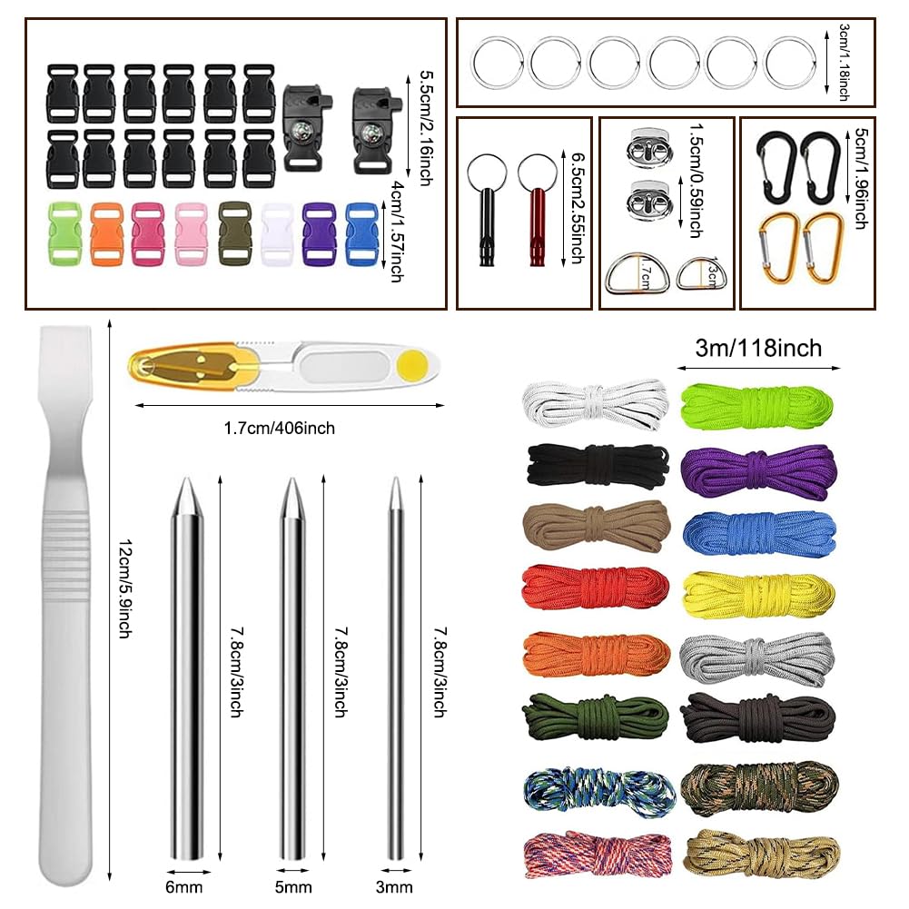 FARYODI Paracord 550 cuerda de 4 mm, juego de cuerda de paracord con 3 metros de 7 núcleos, cuerda de nailon, cuerda multiusos para manualidades, pulsera, correa de perro, collar, camping