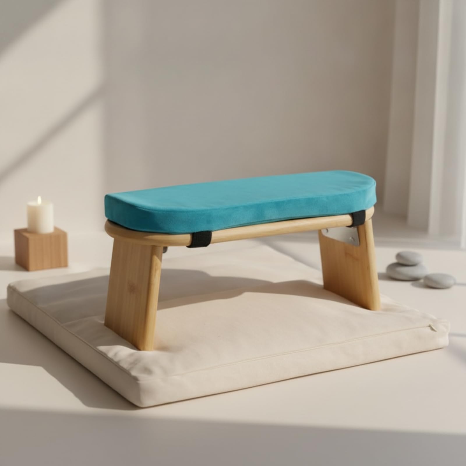 Meditazione Sgabello Cuscino Seduta in bambù con Top Imbottito E Cinghie di Rinforzo Postura Corretta per Sedute Lunghe Manutenzione Facile con, Grigio Scuro