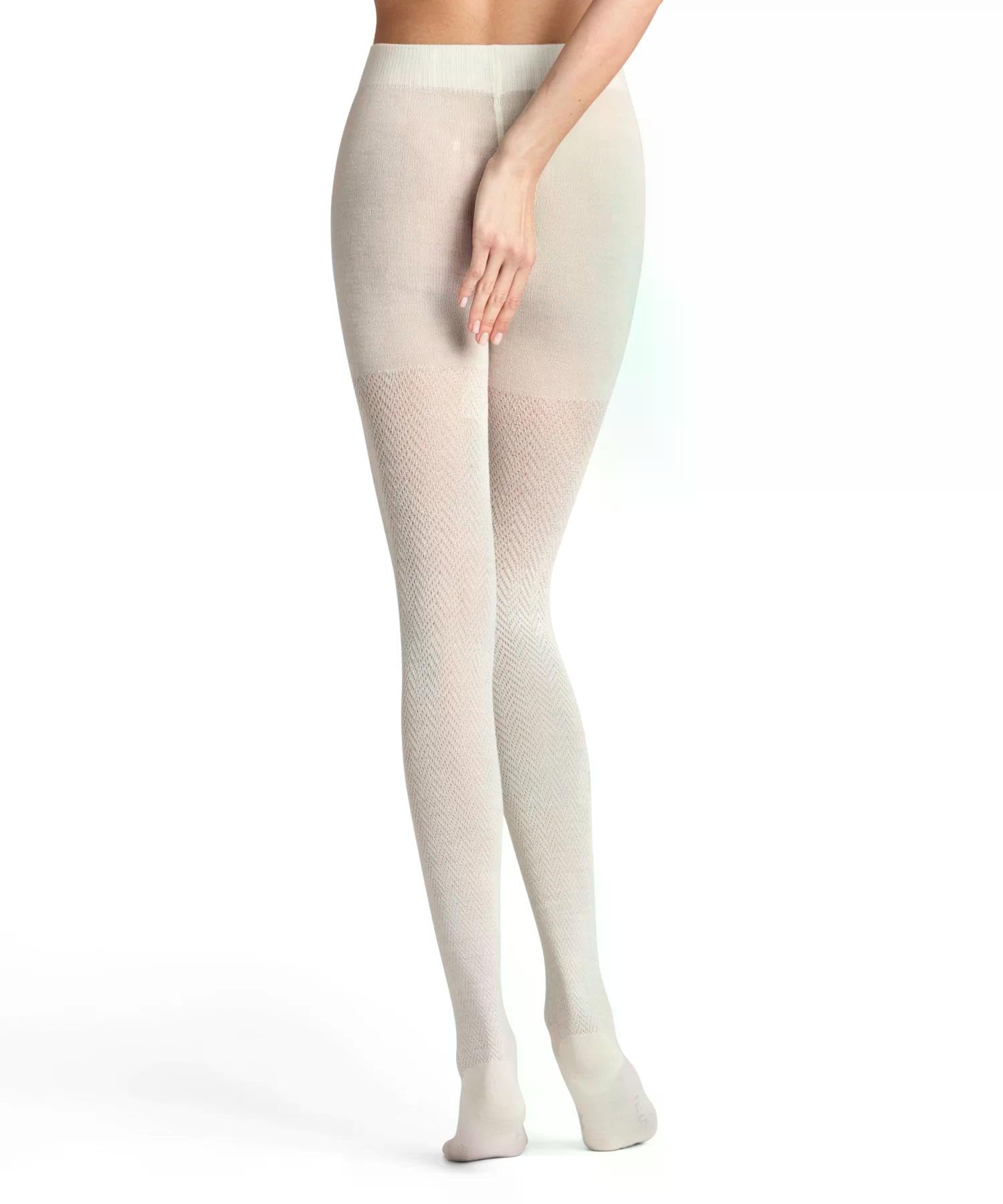 FALKE Kobiety Rajstopy Fable Estate W Ti wełna grube z wzorem 1 Sztuka, Biały Off-White 2040, 42-44