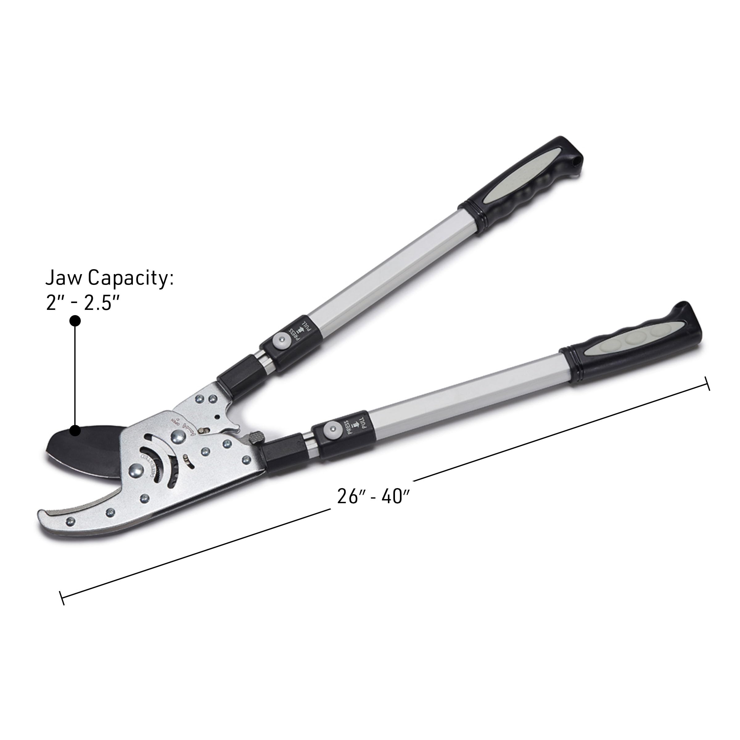Kings County Tools Élagueur à enclume à double cliquet | Coupe du bois sec | Poignées extensibles de 66 cm à 101,6 cm de long | Coupez les branches d'arbre mortes | 6 arrêts de position verrouillés |