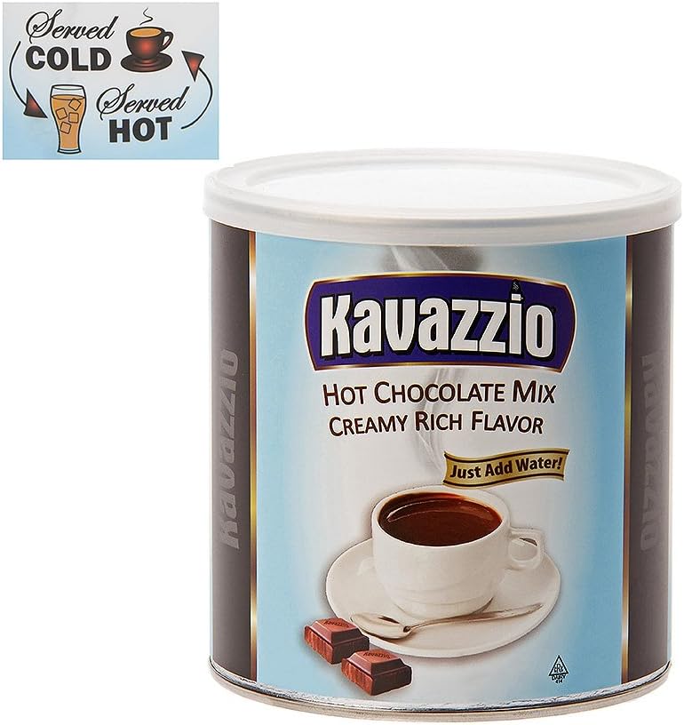 Kavazzio Hot Chocolate Powdered Mix 1lb. Can, (Pack of 2)