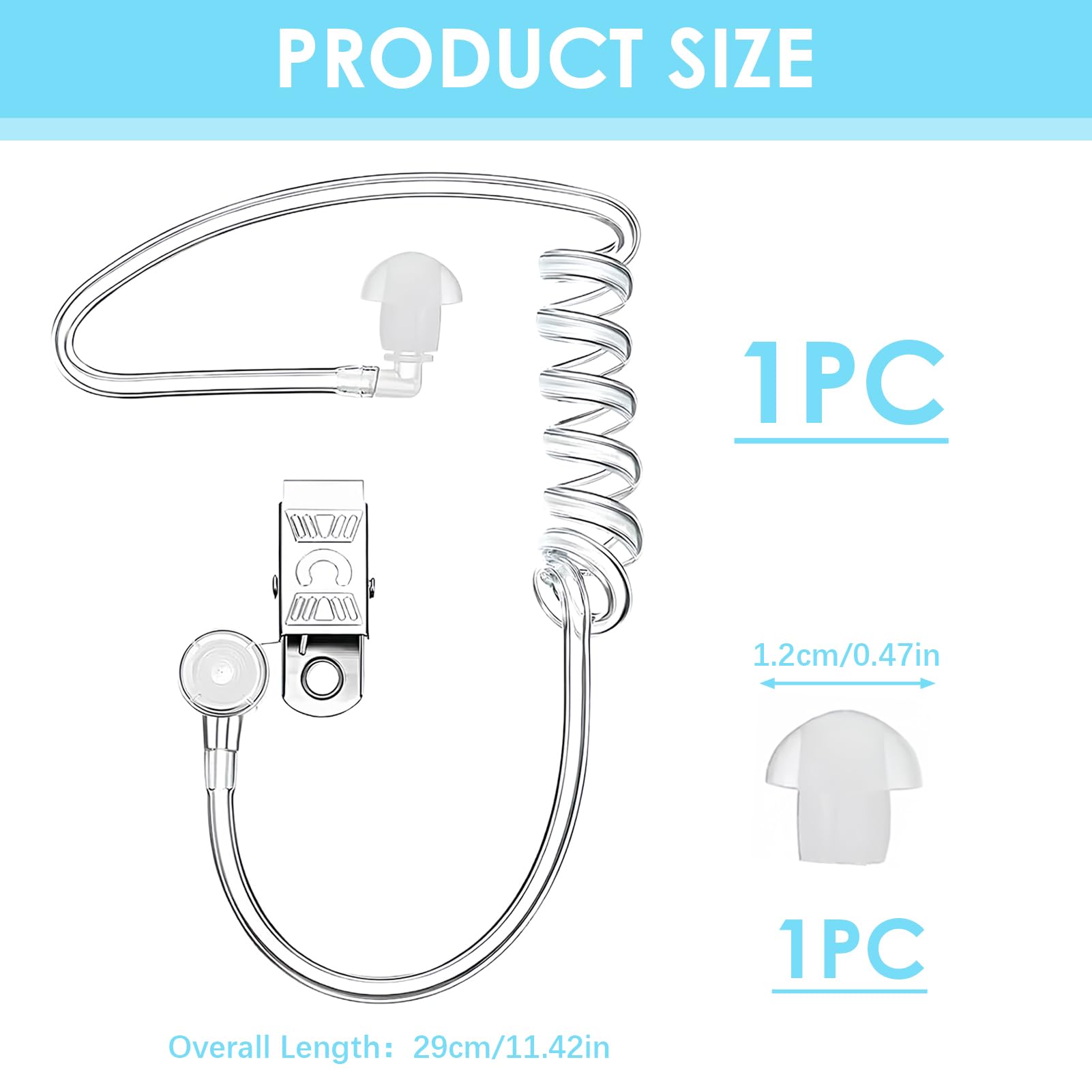 Tubo di Ricambio per Auricolari a Bobina Acustica Trasparente, Suono Cristallino e Comfort per Cuffie Radio a Due Vie, Compatibile con Walkie Talkie, Design Ergonomico in Silicone di Alta Qualità