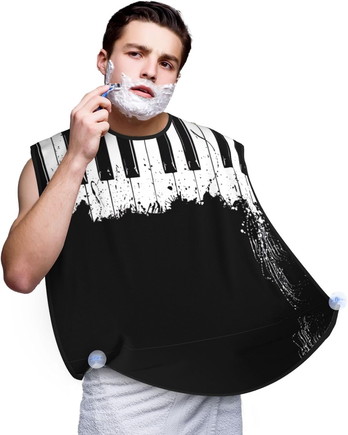 Piano Print Beard Bib Apron, Shaving Apron For Dad, Men'S Hair Catcher For Shaving Best Gifts For Dad