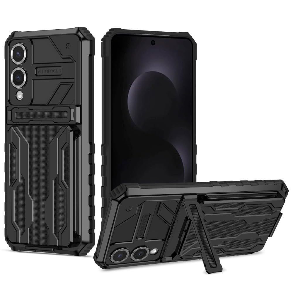Generic Funda compatible con Samsung Galaxy S23 FE 5G (color negro: negro), a prueba de golpes, ranura para tarjetas, cubierta de silicona rígida