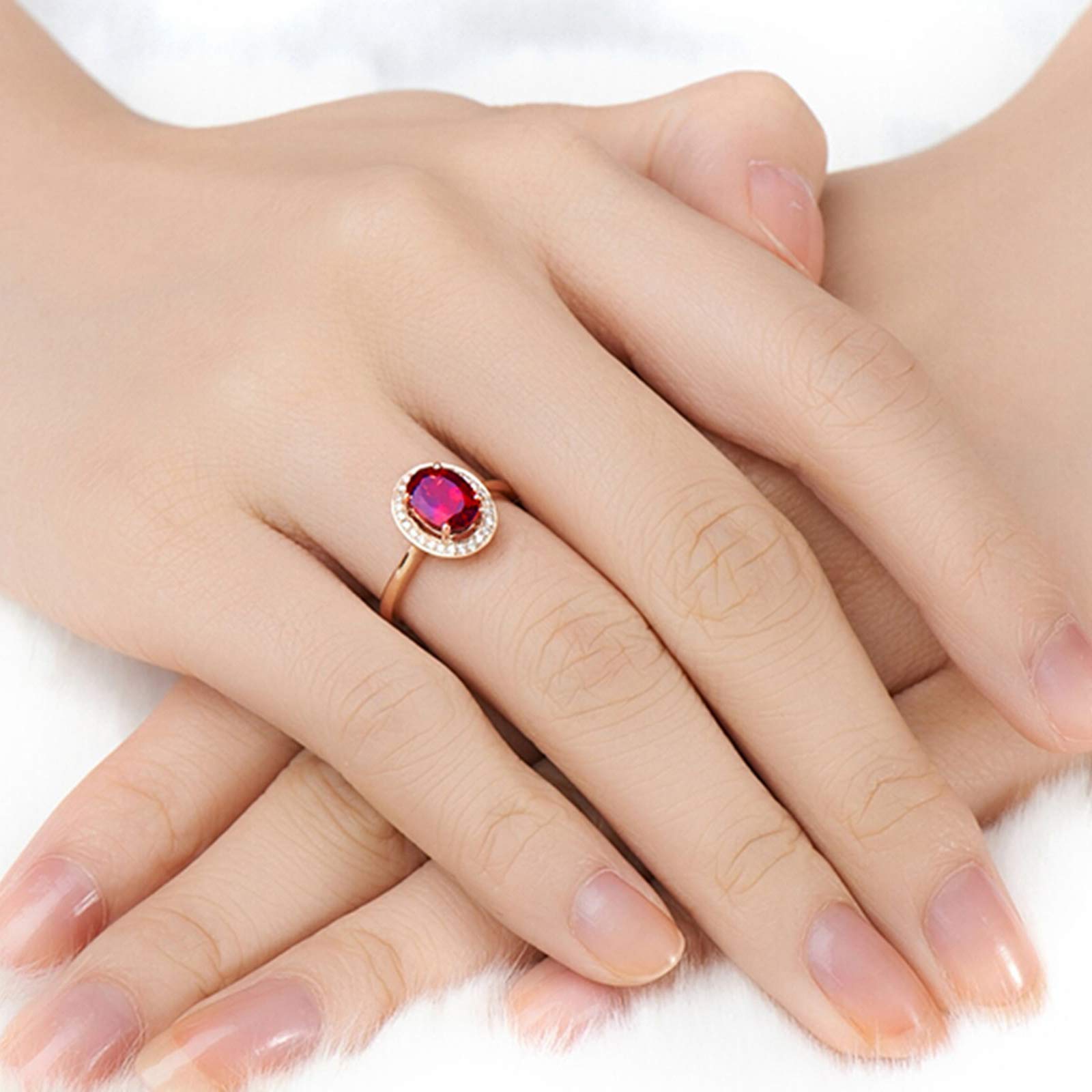 Beydodo Pierścionek zaręczynowy różowe złoto 750 diament Halo z owalną turmaliną 0,8/1,3 ct pierścionek ślubny dla kobiet e 18 karatów (750) czerwone złoto, 61 (19,4), colore: 0.8ct, cod. TLLWGZ801