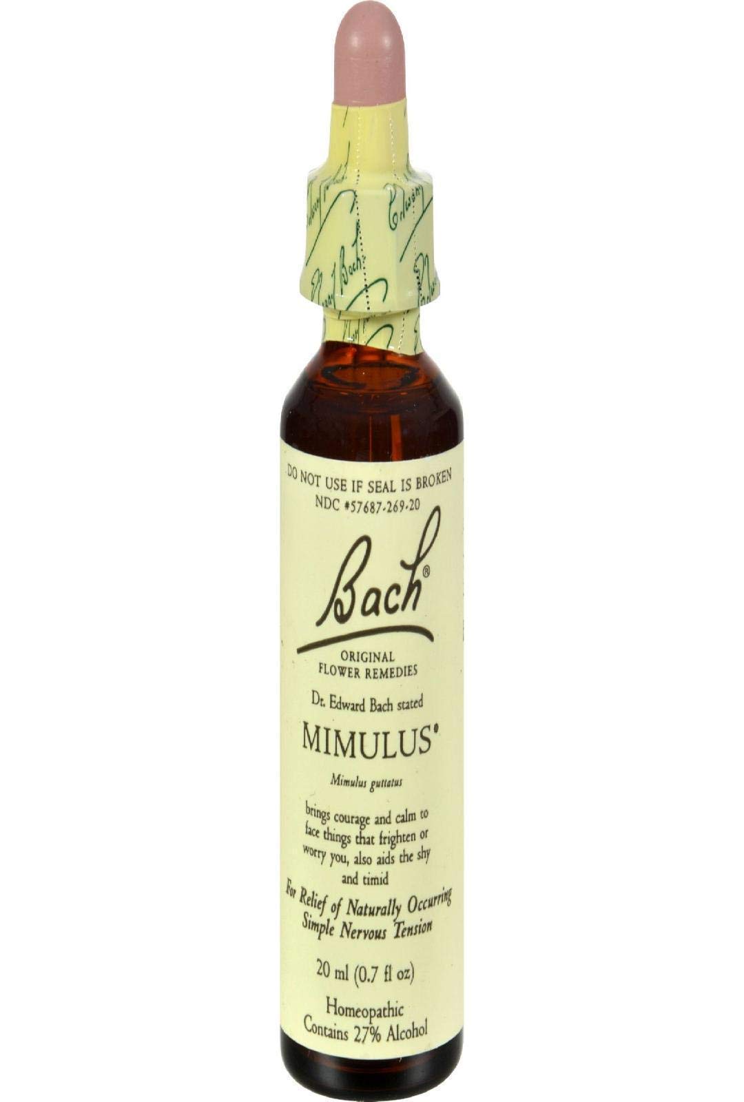 Bach Original Flower Remedies, Mimulus - Face Your Fears - Natural Homeopathic Flower Essence for Emotional Balance - Vegan, Gluten Free, Sugar Free - 20mL Dropper