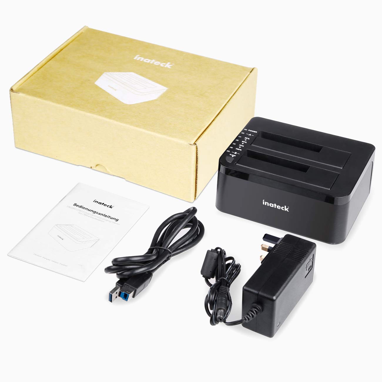 Inateck USB 3.0 to SATA 2Bay USB 3.0 Hard Drive Docking Station with