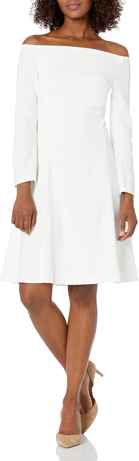 Lark & Ro Women's Long Sleeve Off the Shoulder Fit and Flare Dress