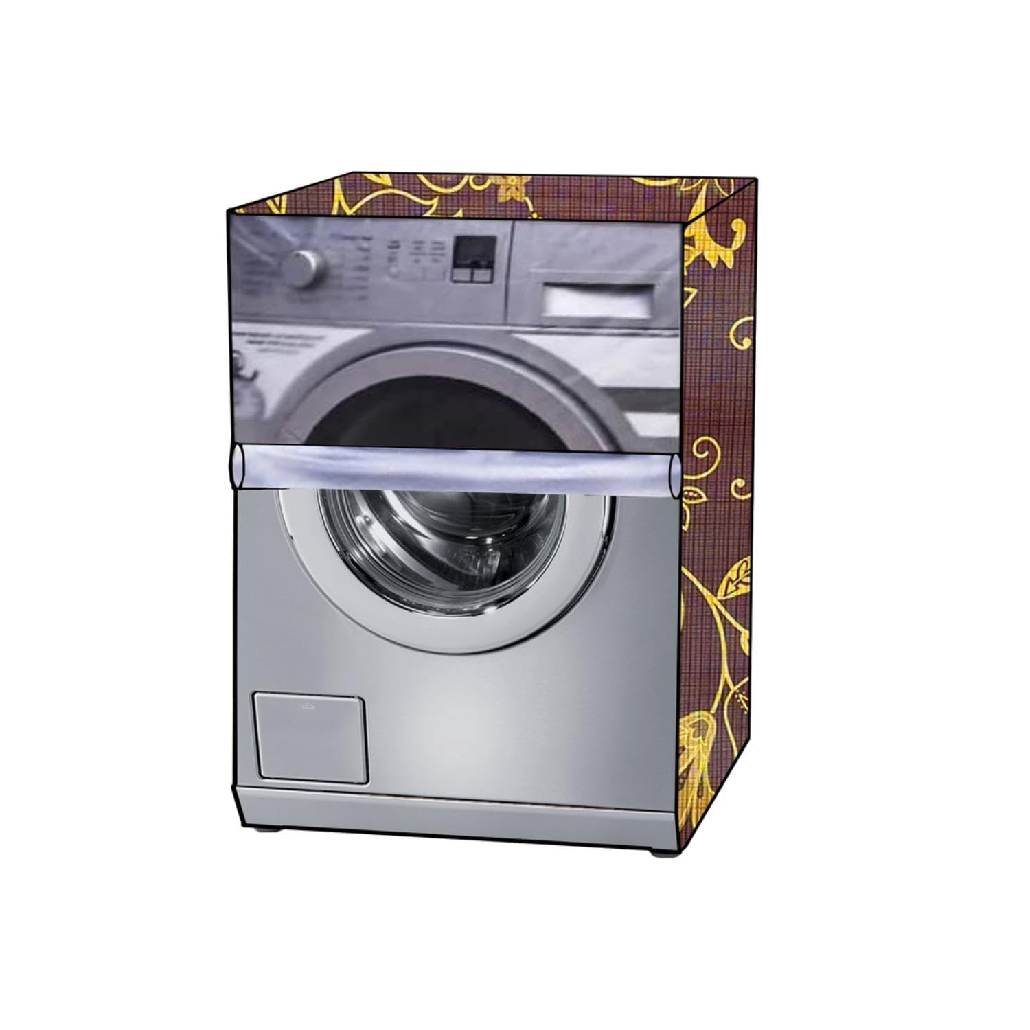 KVAR TRANSPARENT Polyester Water & Dust Protection Washing Machine Cover Suitable for Bosch 6kg 5 Star Inverter Fully Automatic Front Loading with Inbuilt Heater(WLJ2016WIN)(140822*KV21)