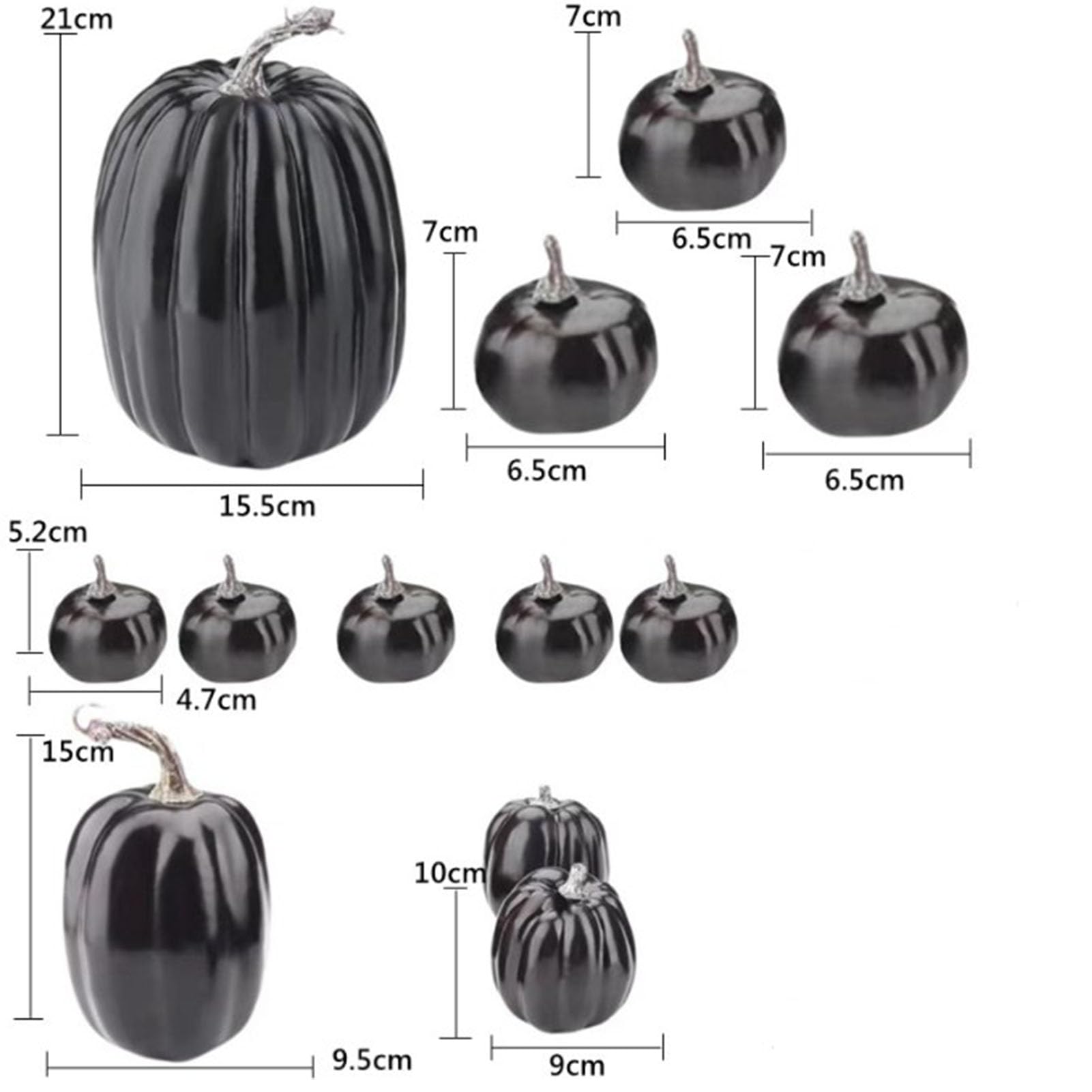 14 calabazas artificiales ligeras de espuma negra