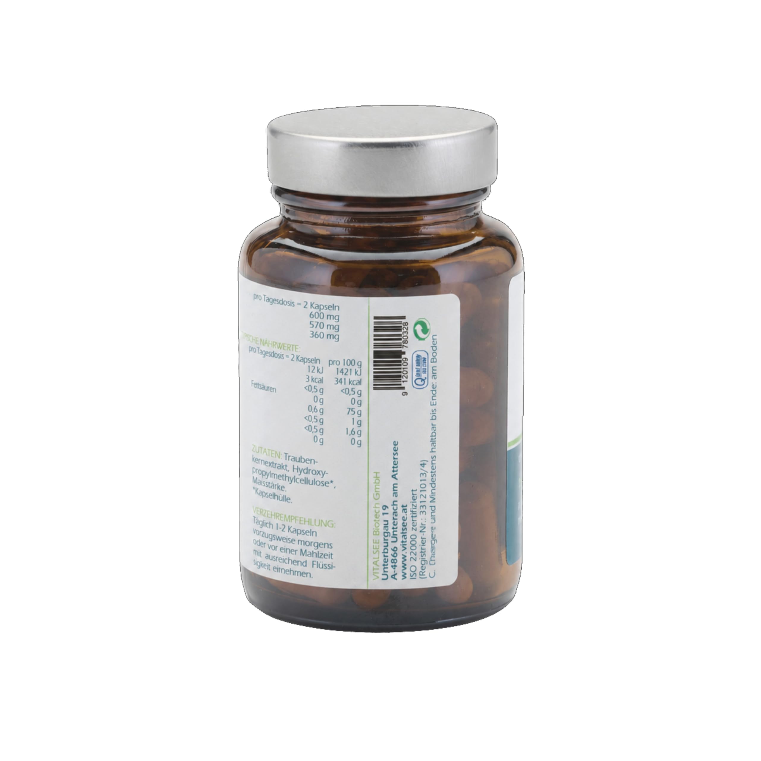 OPC - Traubenkernextrakt 300 – 90 vegane Kapseln – 60% OPC – glutenfrei, laktosefrei, ohne Zusätze – im Glas