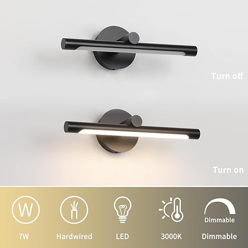 Miniatura 4 de JUSHENG Luz de imagen negra con cable duro de 16.34 pulgadas, modernas luces LED regulables para pinturas, luz de galería de metal completo, luz de