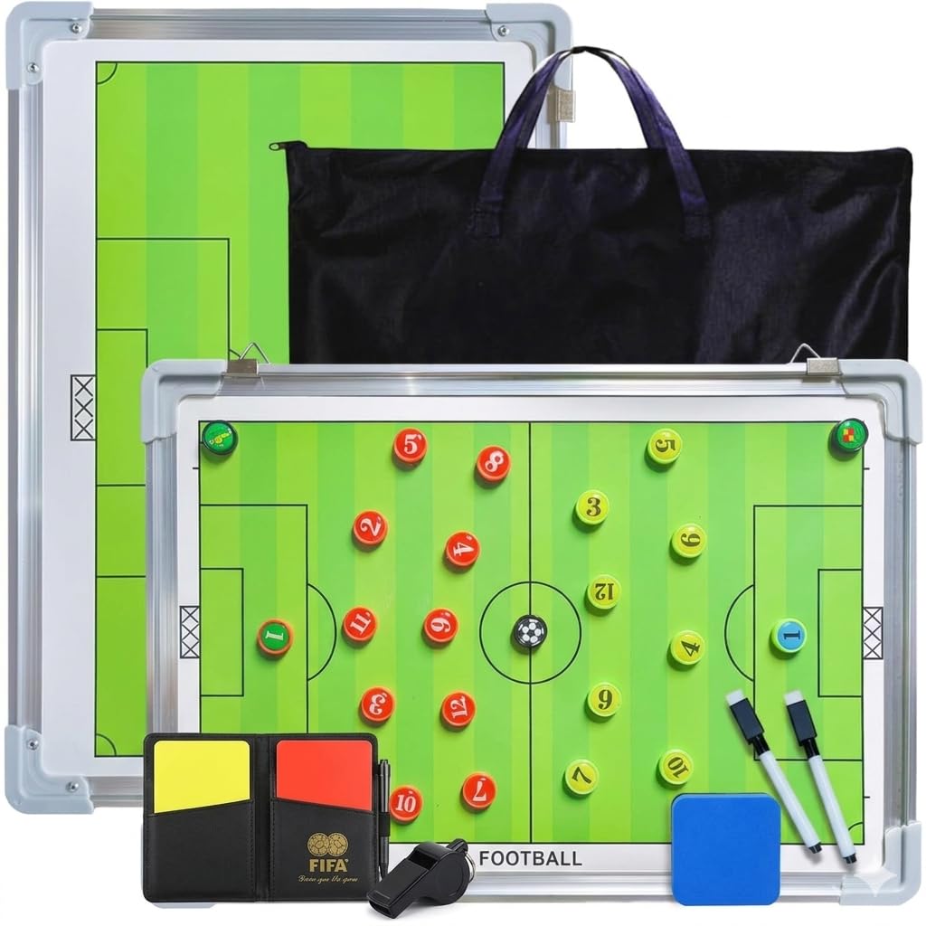 CREADY Pizarra Entrenador de Futbol 44x31cm Carpeta Táctica Magnética con Fichas