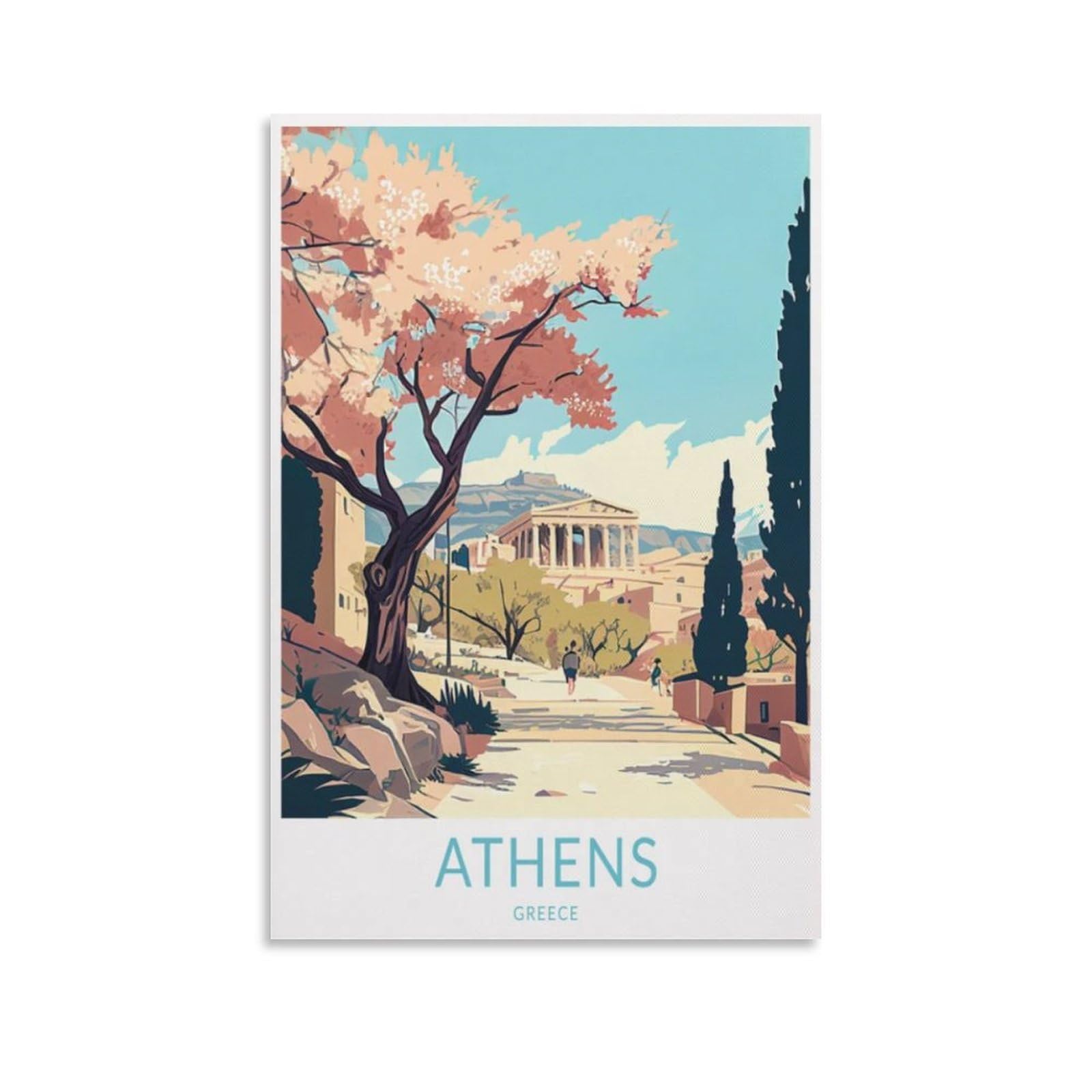 Meidai Unframe-Style Athens Greece Vintage Travel Posters Landscape 08X12inch(20X30cm) Wall Art Picture Print Canvas Art Poster Modern Family Bedroom Decor Posters