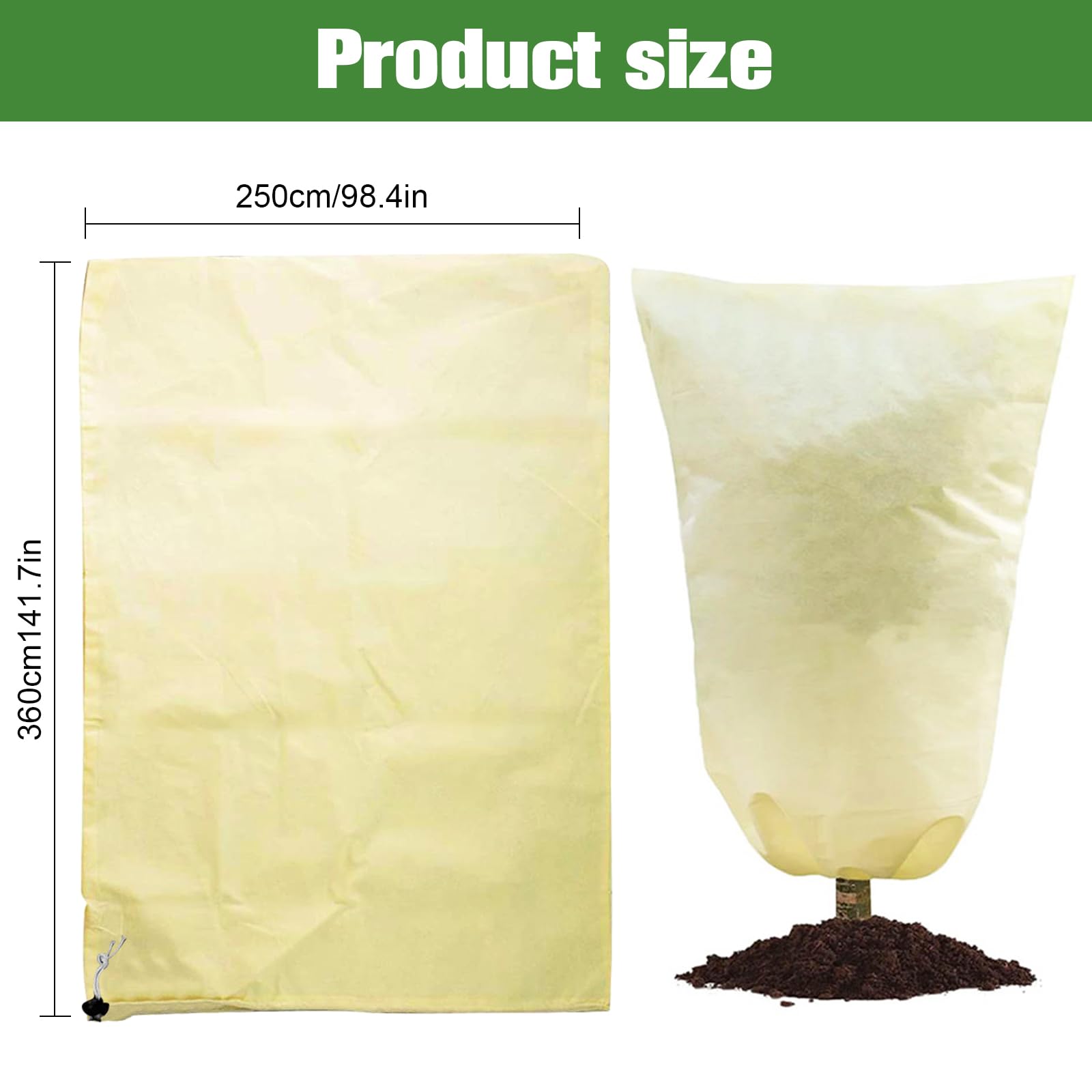 Protezione Invernale per Piante, 250 x 360 cm, Protezione antigelo, Protezione Invernale per Piante, Protezione Invernale XXL, per Esterni, con Cordino per Albero di Palme, Piante da Balcone