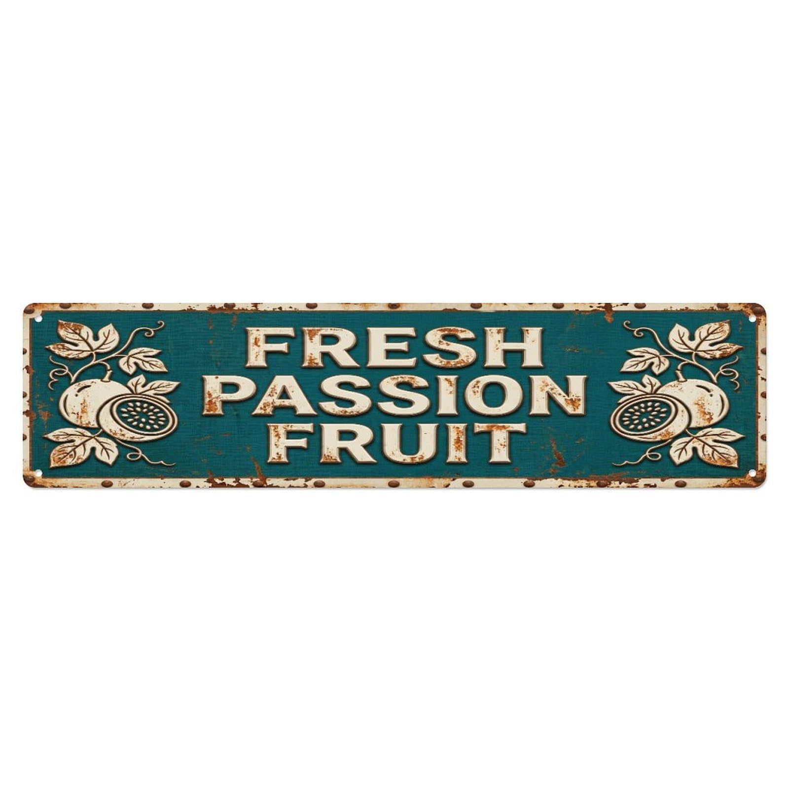 Metal Tin Sign FRESH PASSION FRUIT Vintage Fruit Rustic Farmhouse