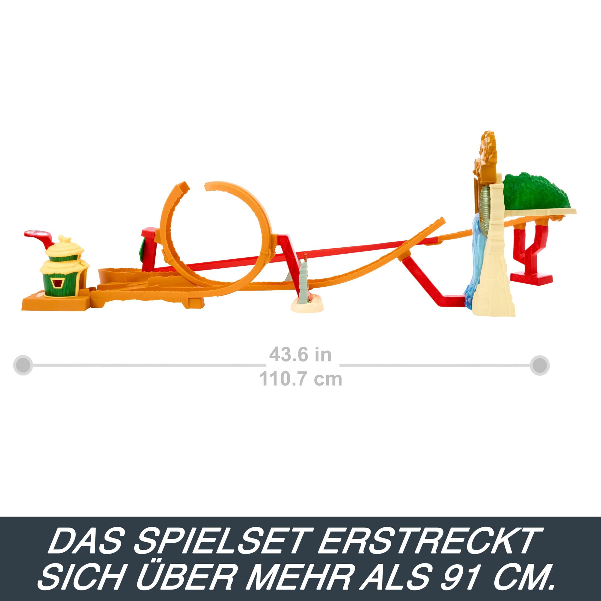 HOT WHEELS Super Mario Bros. - Dschungel-Königreich Rennstrecke Spielset inklusive Mario Die-Cast-Spielzeugauto - Erlebe die Abenteuer aus dem Film zu Hause, HMK49