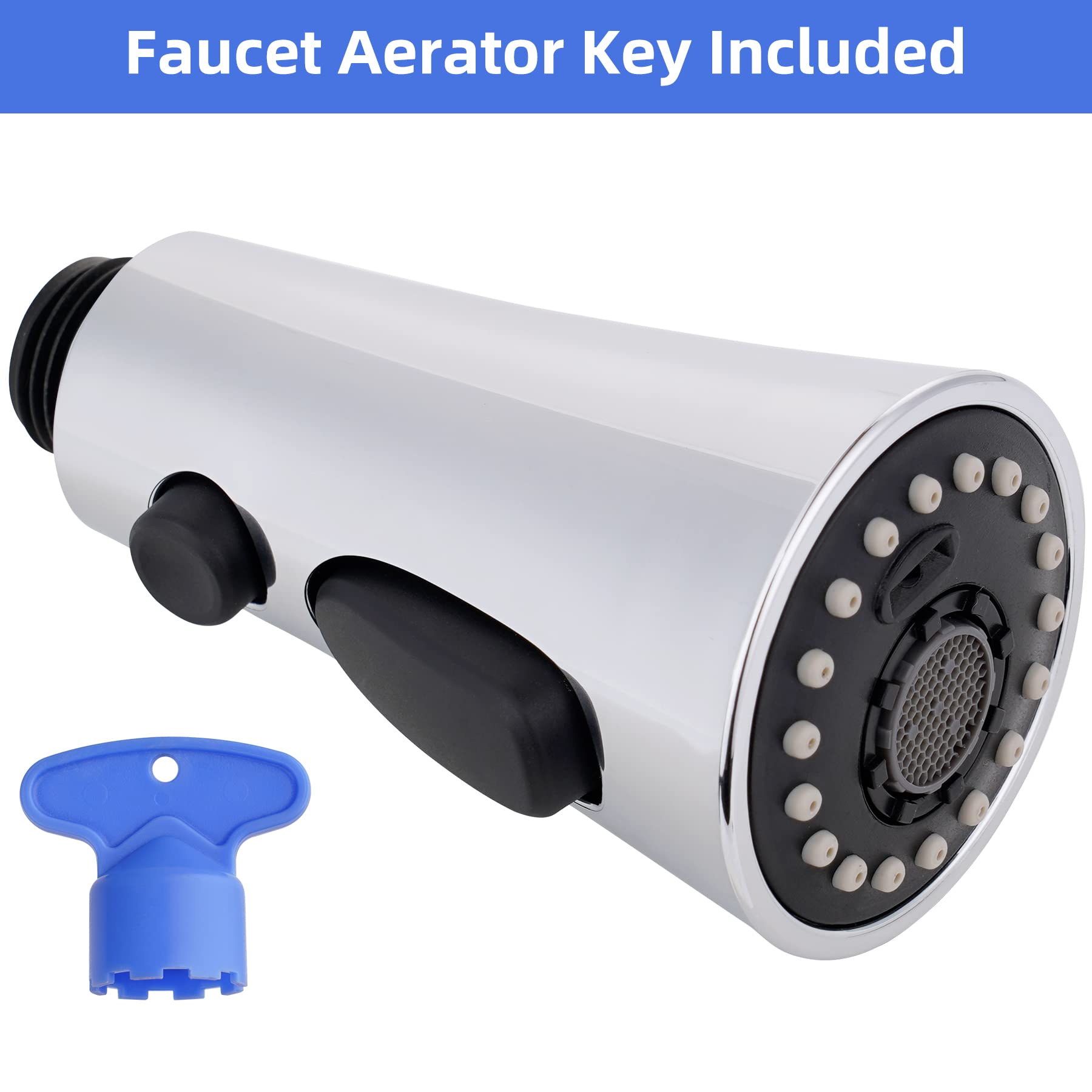 iFealClear Repuesto de cabezal de grifo de cocina, 3 modos de repuesto de cabezal de pulverización extraíble compatible con grifo de fregadero de cocina Moen Delta, 9 adaptadores disponibles, cromado