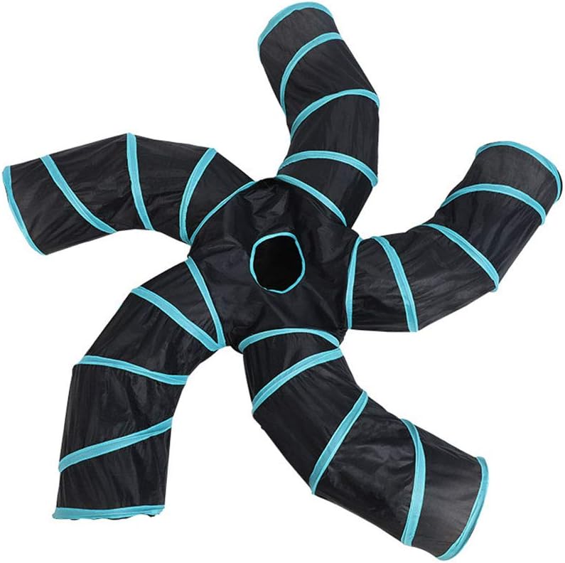 Cat Tunnels S-Way Crinkle Play Toys Collapsible Tube with Ball Maze Cat House Pet Interactive for Cat Puppy Kitten Rabbit 5-Way Tunnel