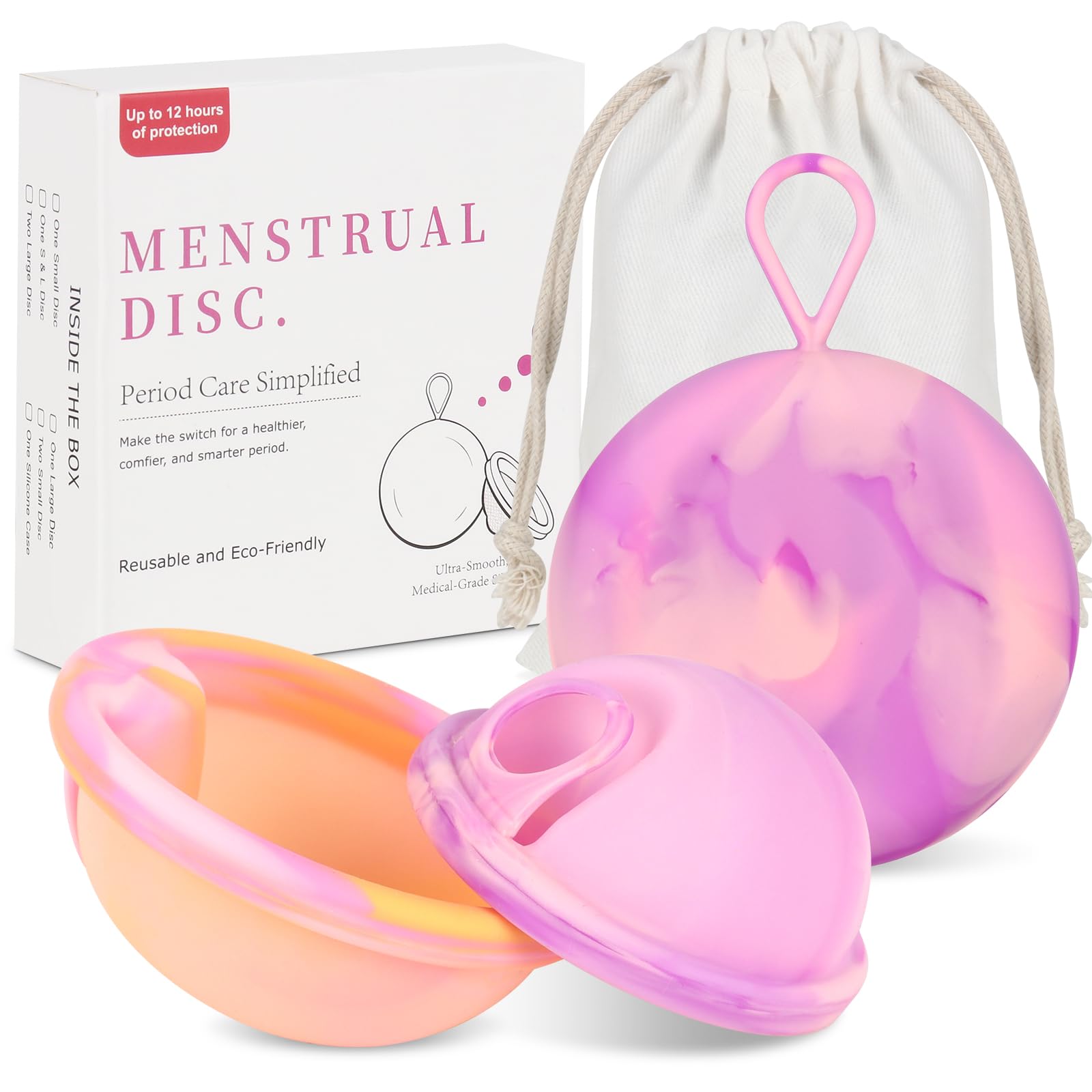 Disco Mestruale, Coppetta Mestruale in Silicone, Disco Menstruale, Disco Periodico Riutilizzabile, Coppetta Mestruale morbida, Tenuta Stagna Alternativa ai Tamponi (S+L)