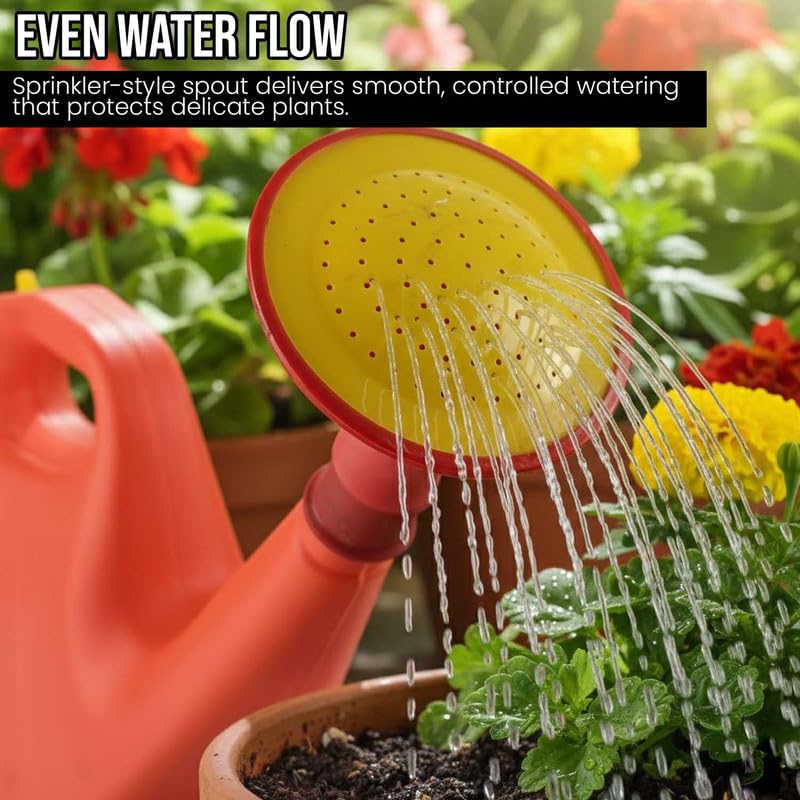 Image of Amazon Brand - Umi 5 Litre Plastic Watering Can for Plants | Garden & Indoor Plant Watering Can with Sprinkler Spout | Lightweight Watering Jug for Balcony, Home Gardening & Outdoor Use (Orange)