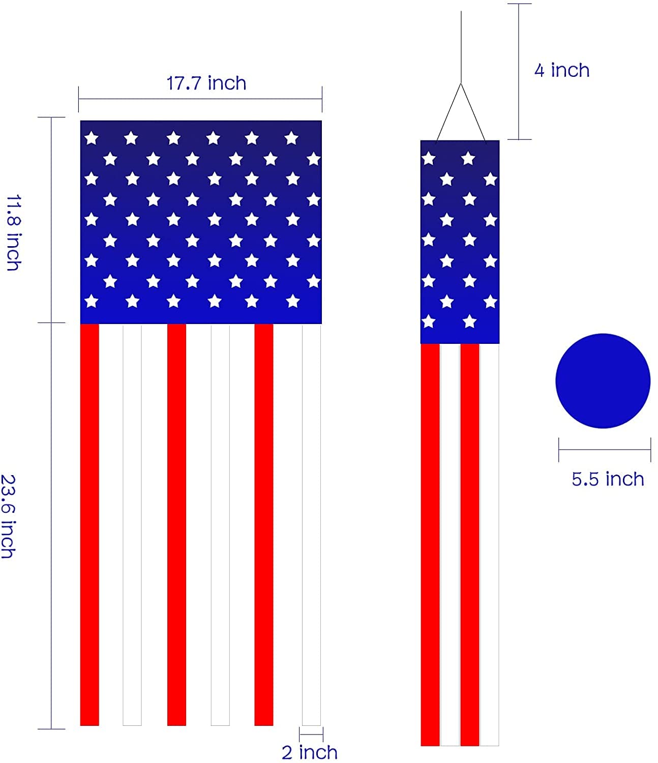 2 Calze A Vento Con Bandiera Americana – 101 Cm – Decorazioni Patriottiche Per Esterno 4 Luglio