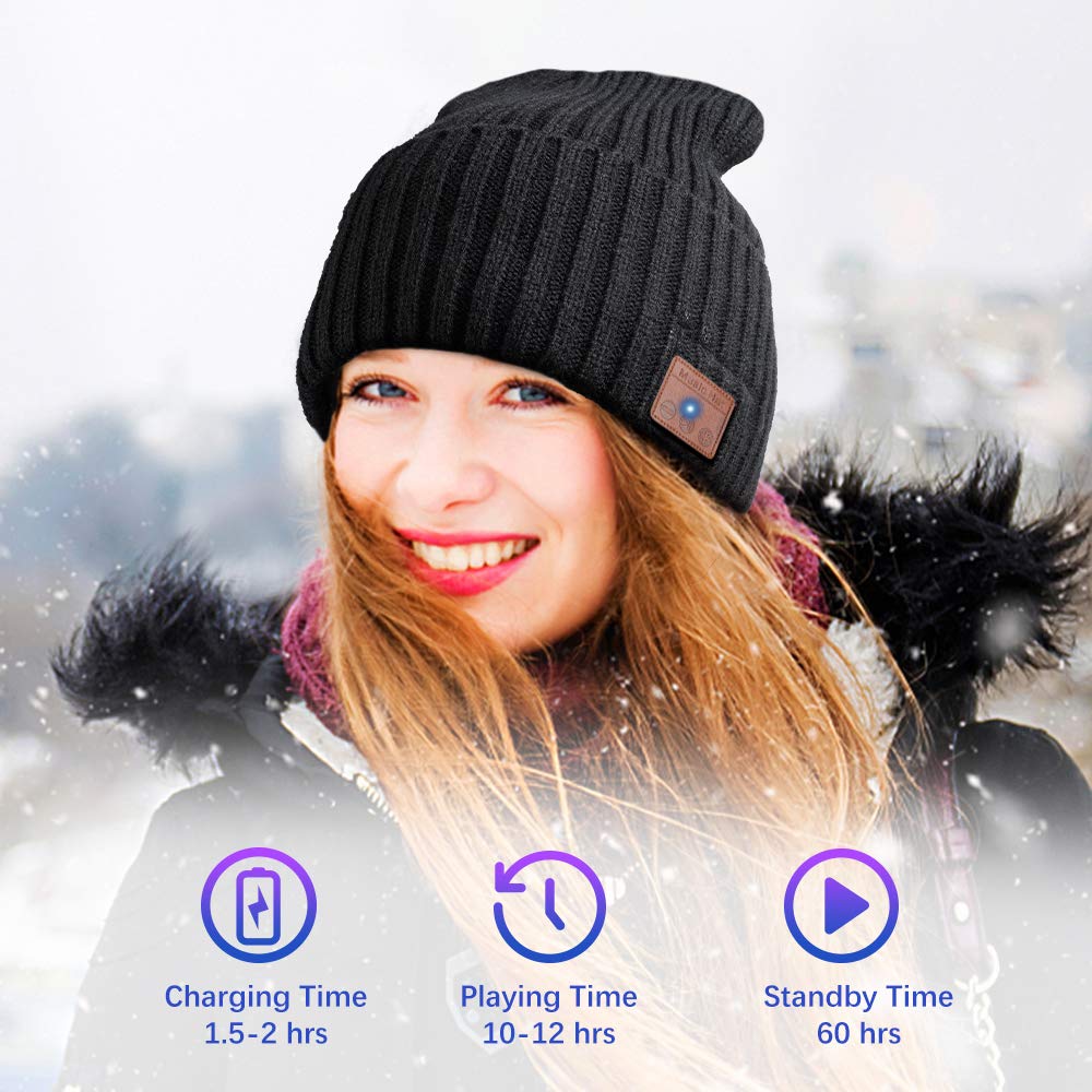 Bonnet Bluetooth Avec Haut-parleurs Intégrés - Polaire Chaude - Micro Intégré - Taille Unique - 8
