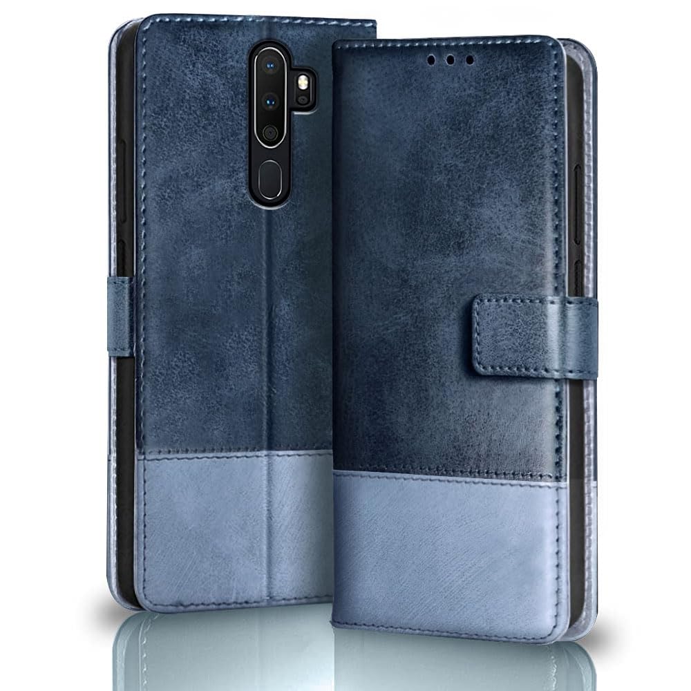 TheGiftKart Flip Back Cover Case for Oppo A5 2020 / A9 2020 | Dual-Color Leather Finish | Inbuilt Stand & Pockets | Wallet Style Flip Back Cover for Oppo A5 2020 / A9 2020 (Faux Leather, Blue & Sky) (B0CQG7FM58) Amazon Price History, Amazon Price Tracker