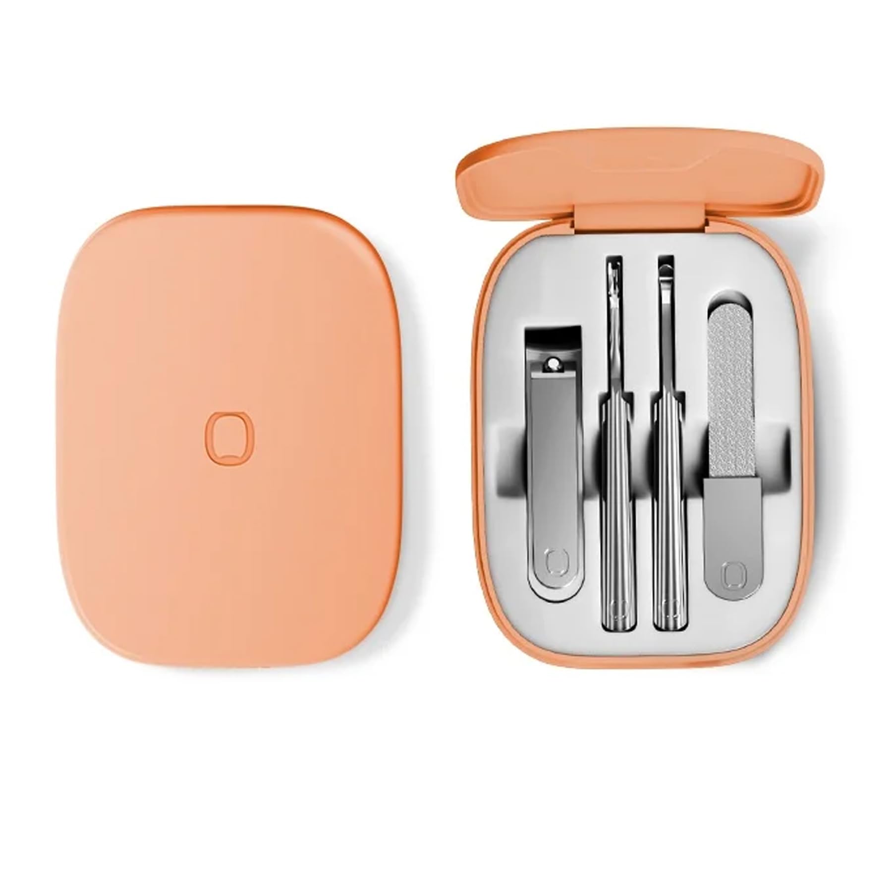 4-in-1 Nail Care Set with Storage Case - Stainless Steel Nail Clippers, Cuticle Fork, Ear Pick, and Nail File - Travel Nail Cutter Kit for Men and Women - Pink