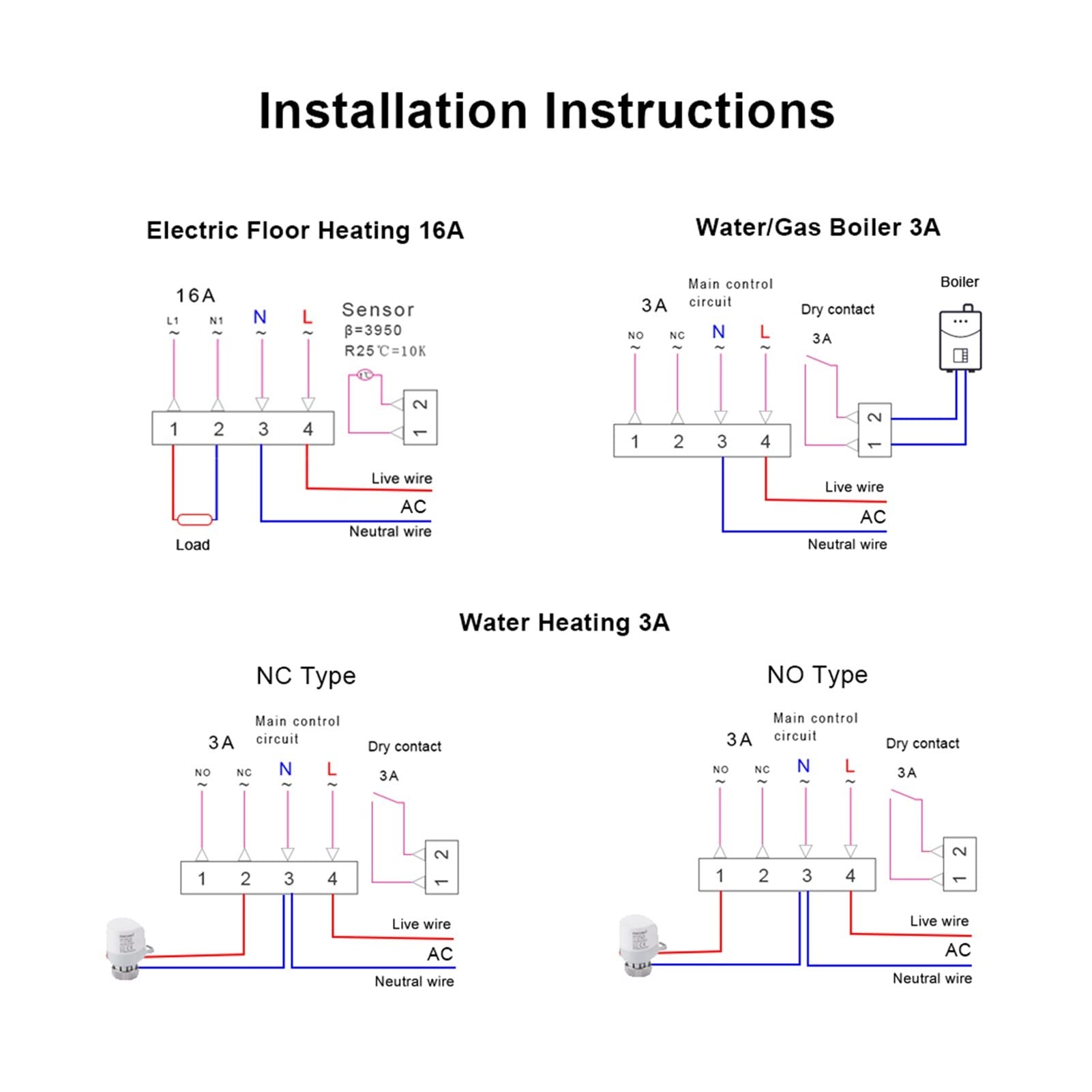 Cyfrowy higrometr termometr wewnętrzny Tuya WiFi Smart Thermostat, Elektryczna Ogrzewanie podłogowe Ogrzewanie Wody/Gaz Pilot Pilot Z wyświetlaczem LCD(NO WiFi 3A Heating)