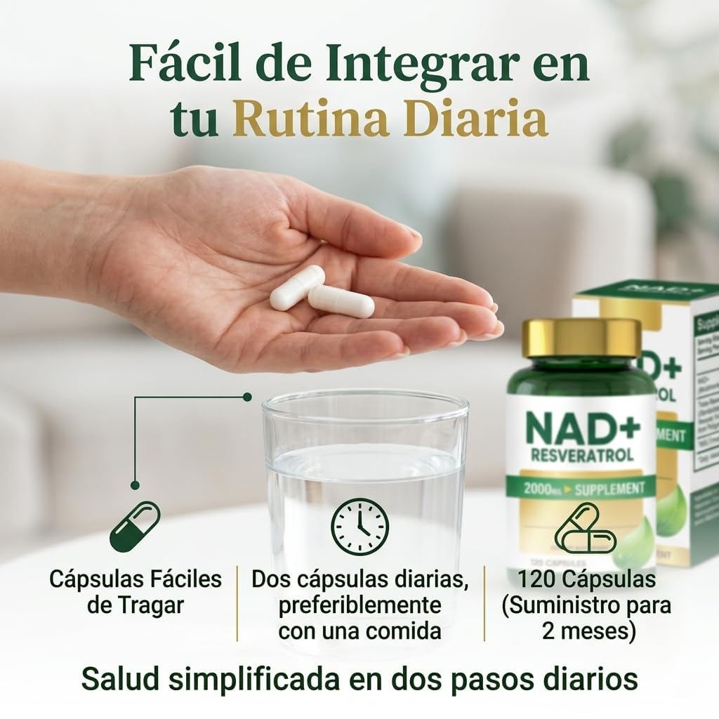 NAD Plus Resveratrol Kapseln, Hochdosierte NMN Alternative Supplement für Tägliche Energie, 120 Stück