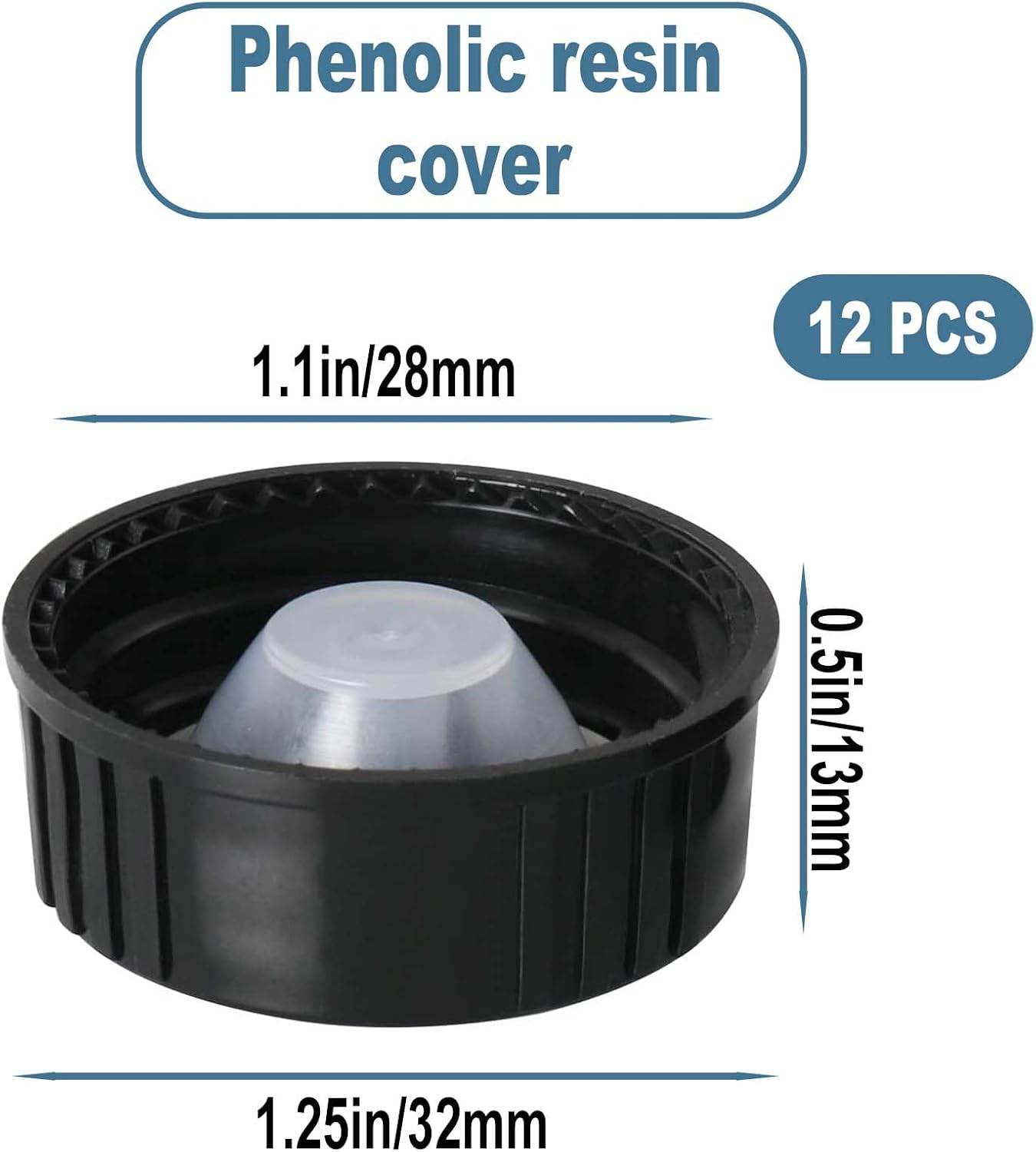 Phenolic Resin Cover 28mm Polyester Seal Screw Caps Plastic Bottle Black Seal Caps for Daily Chemicals Cosmetics Crafts Industrial Uses-12 Pcs image 2