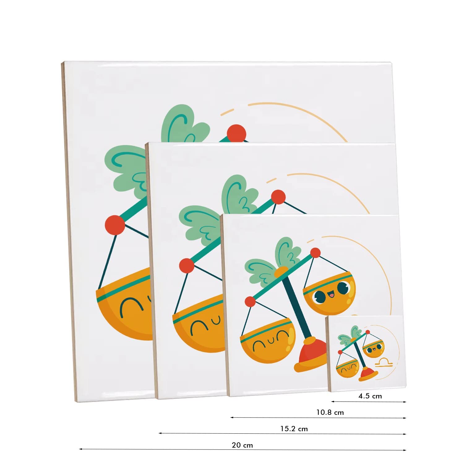 Fantastyczna dekoracyjna płytka ceramiczna 15,2 x 15,2 cm - Waga Znak zodiaku Rysunek Symbol Ilustracja