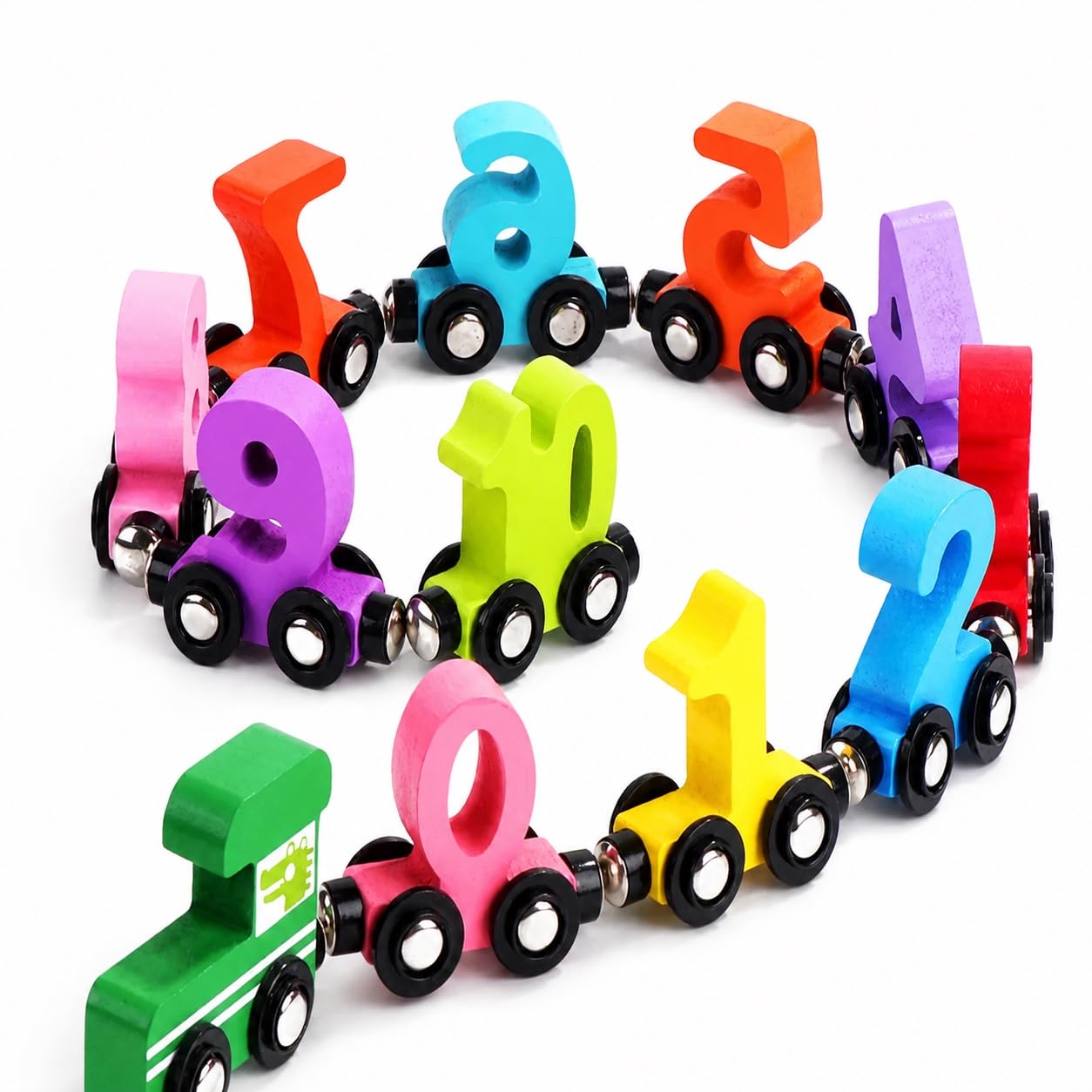 Wooden Magnetic Number Train Set, Colourful 0-10 Digit Cars, Educational Toy for Toddlers-image-21