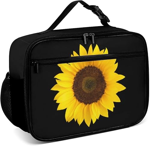 Muishi Lonchera reutilizable con diseño de girasol amarillo, bolsa de almuerzo aislada, lonchera para comida y alimentos, bolsa de mano para
