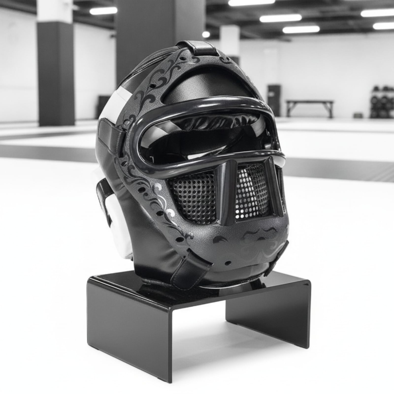 Casco da Arti Marziali Casco con Visiera a Maglia Protezione Integrale Assorbimento Colpi Interno Ammortizzante Cinghia Regolabile Finitura Adatto per