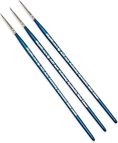 Miniatura 9 de AIT Art Select - Mini pinceles de pintura con detalles de forro tamaño 50 paquete de 3 sable sintético Kolinsky juego montado en Estados Unidos para