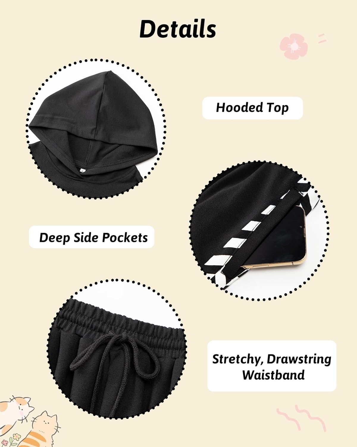 DAXIANG Girls Fashion Clothes Set Kids 2 Piece Outfits Crop Hoodies Sweatshirts and Drawstring Sweatpants Size 7-14 Years - Image 6