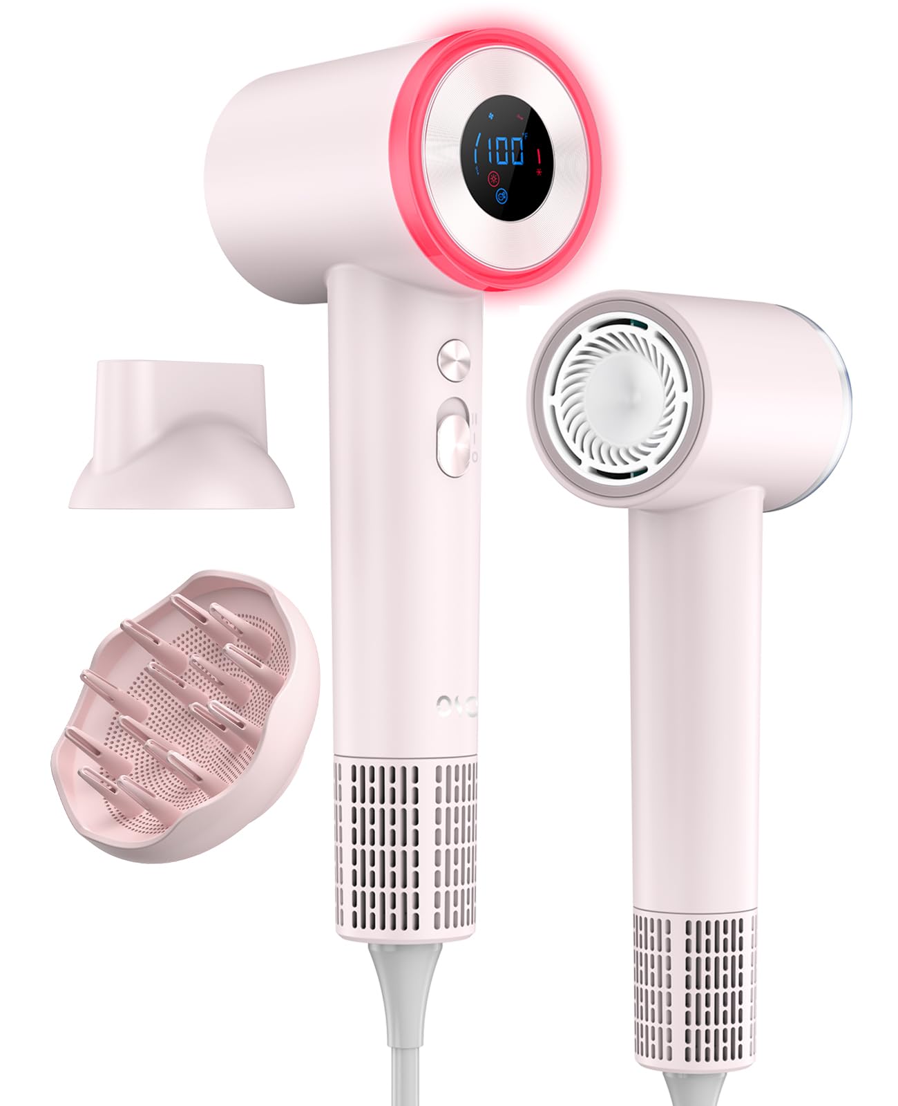 Diffuser Hair Dryer, High Speed Fast Drying Hair Dryers, Negative Ionic Professional Blow Dryer with 110000 RPM Brushless Motor, Lightweight Low Noise Thermo-Control Hairdryer, Travel with Nozzle