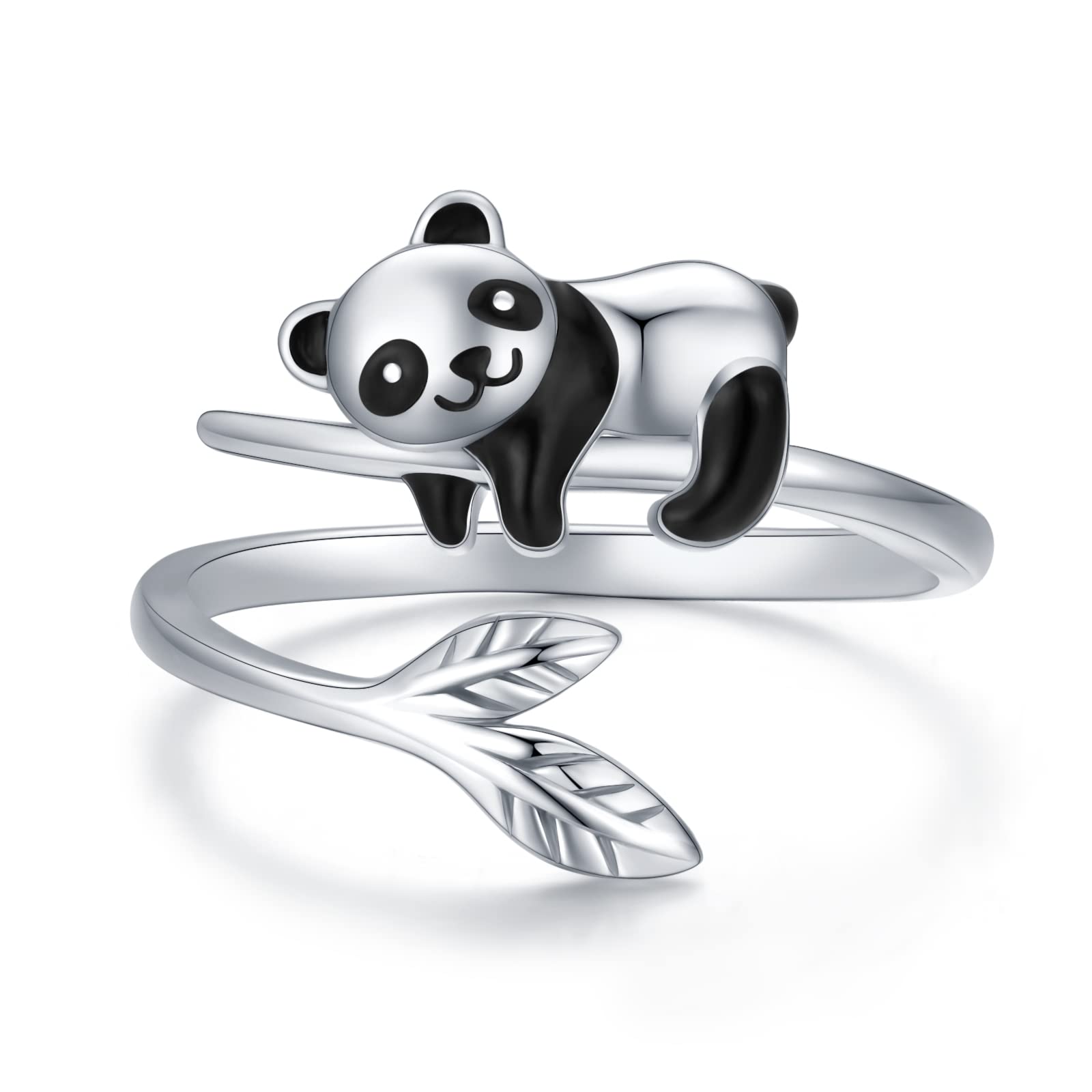 CHENGHONG925 Sterling Silver Ring Lucky Smile Sloth/Panda/Elephant/Cow Animal Adjustable Open Ring Jewellery Gifts for Women Women Girls…
