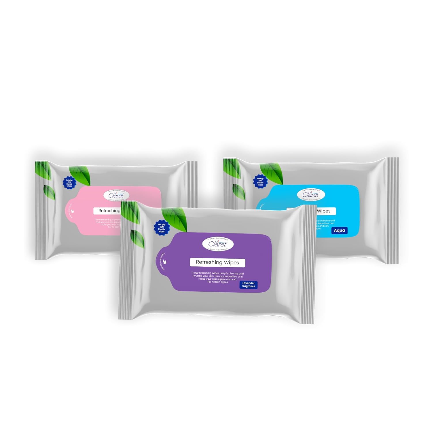 Claret Refreshing Cleansing Wet Wipes For Face & Body | Gentle Soft Wipes for Daily Use | Aqua Flower Lavender Fragrance | Skin Friendly Multipurpose Tissues (Pack of 3) Claret Refreshing Cleansing Wet Wipes For Face & Body | Gentle Soft Wipes for Daily Use | Aqua Flower Lavender Fragrance | Skin Friendly Multipurpose Tissues (Pack of 3)