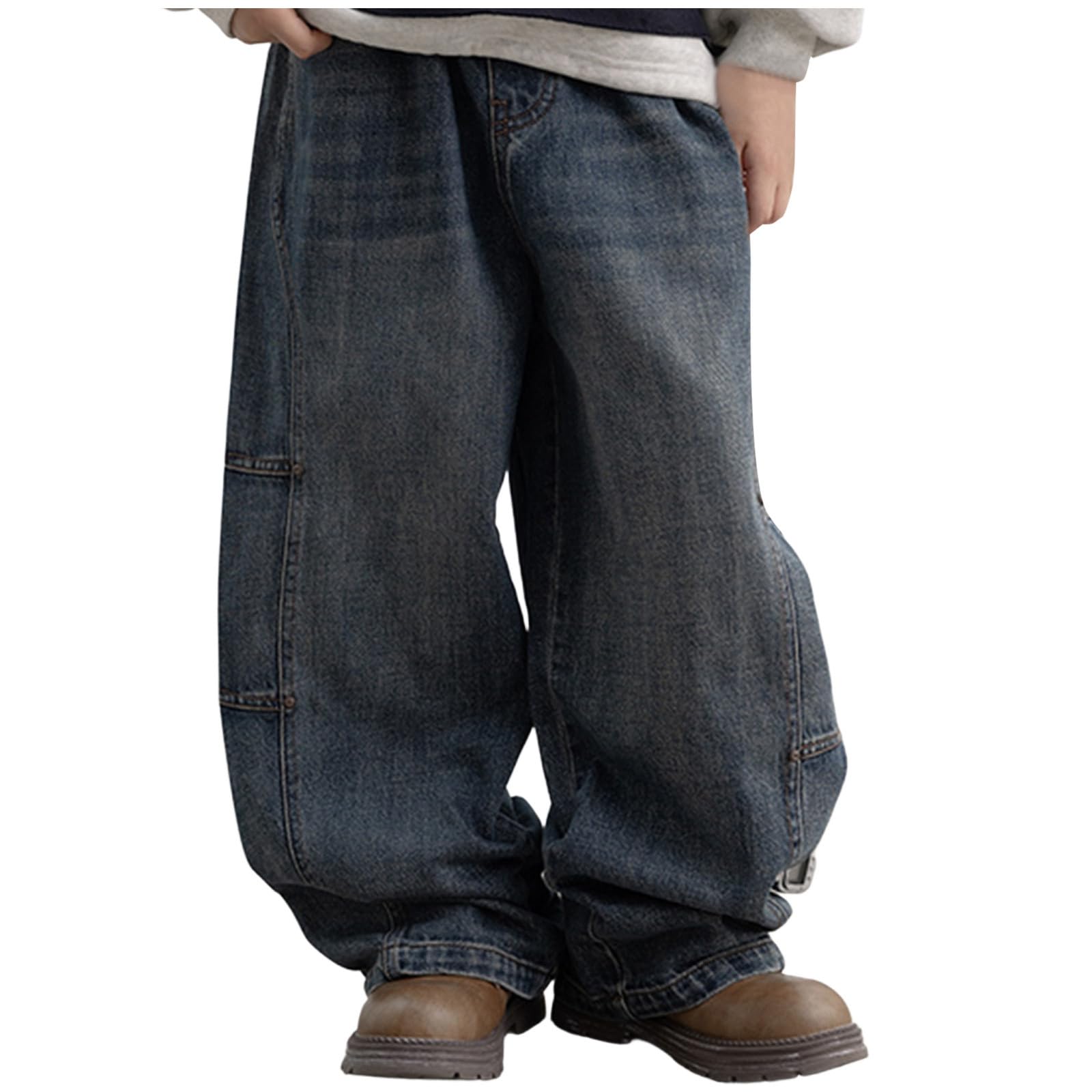 Vaqueros Deportivos Niño, Pantalones Vaqueros Térmicos de Invierno para Niños con Forro Polar Cálido Elástico y Cómodo Ropa Informal Duradera