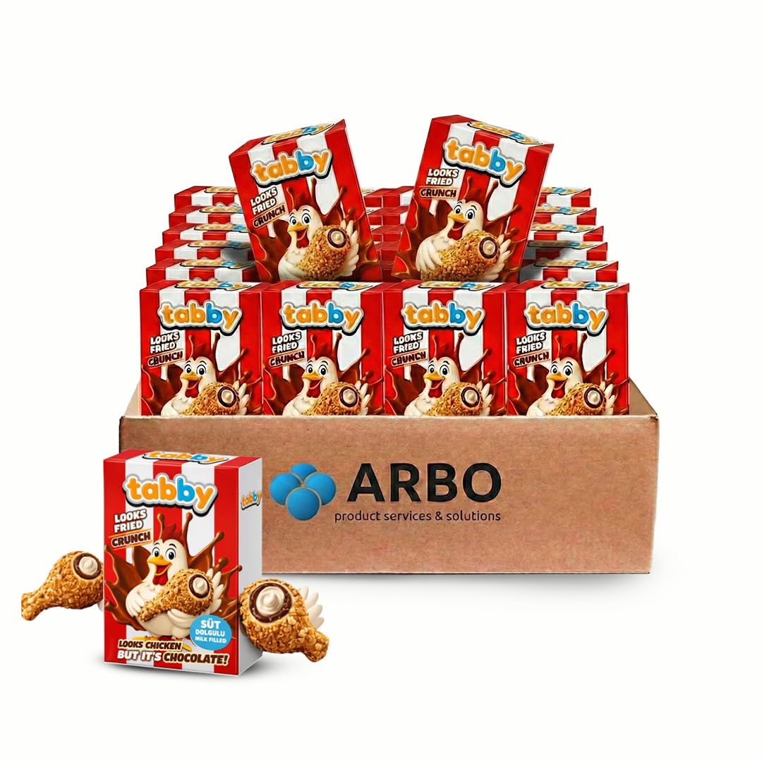 Tabby Chocolate Event Box 24er Vorratspack – Looks fried Chicken but it’s Chocolate | 24 knusprige Schokoladenkeulen mit Milk-Filled & Karamell-Crunch – Viraler Snack, Halal & ideal für Events, Partys