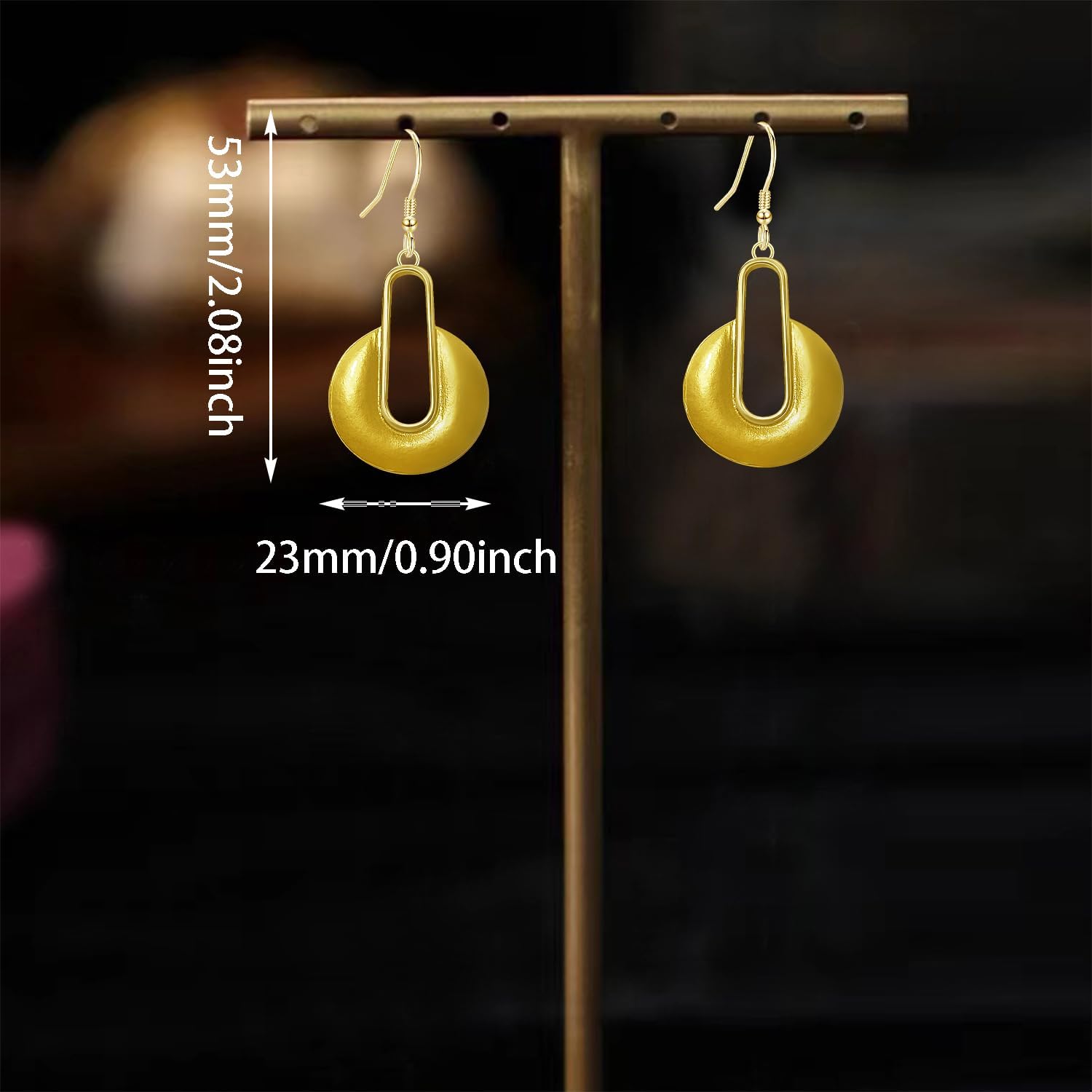 Vintage Tribal Geometry Gold Hollow Lightweight Hook Earrings Ethnic Lock Disc Simplicity Hyperbole Dangle Drop Earrings For Women Jewelry Gift - Image 5